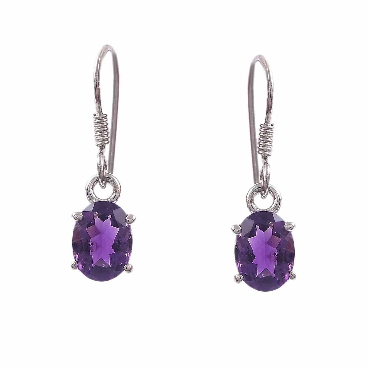 Amethyst outlet gemstone silver dangle earrings