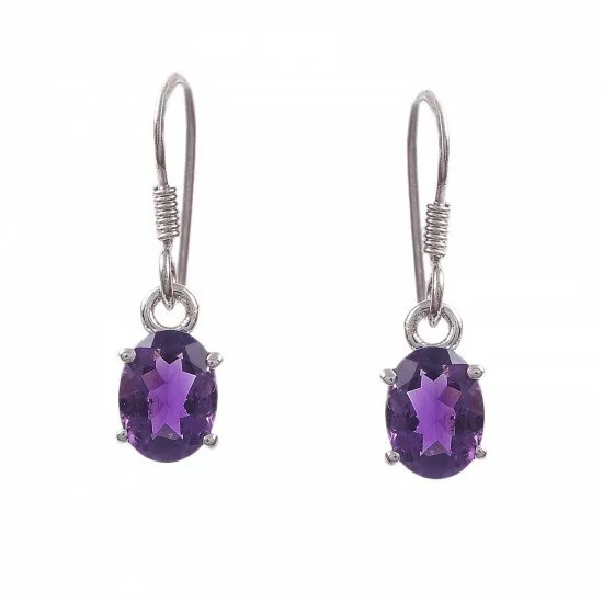 Redgem 925 Silver Dangle Earrings Amethyst Purple