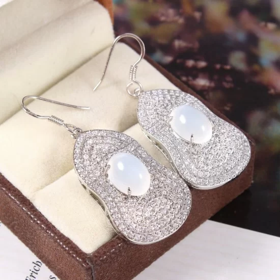 redgem 925 silver dangle earrings for women natural moonstone white 8x10 mm oval jaer289 women's fashion redgem 925 silver dangle earrings for women natural moonstone white 8x10 mm oval redgem 1362