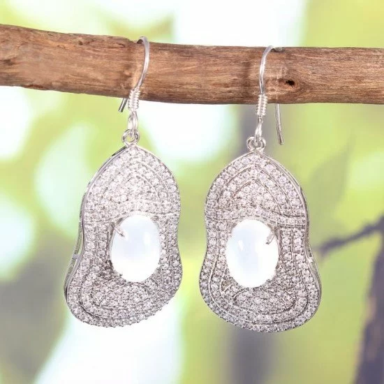 redgem 925 silver dangle earrings for women natural moonstone white 8x10 mm oval jaer289 women's fashion redgem 925 silver dangle earrings for women natural moonstone white 8x10 mm oval redgem 1362