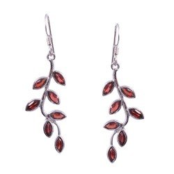 Redgem 925 Silver Dangle Earrings for Women – Natural Garnet Gemstone Jewelry