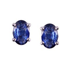 Redgem Silver Stud jewelery earrings Precious Gem Natural Blue Sapphire