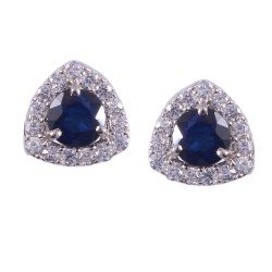 Redgem Natural Blue Sapphire Silver 925 Stud Earrings