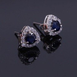 Redgem Natural Blue Sapphire Silver 925 Stud Earrings