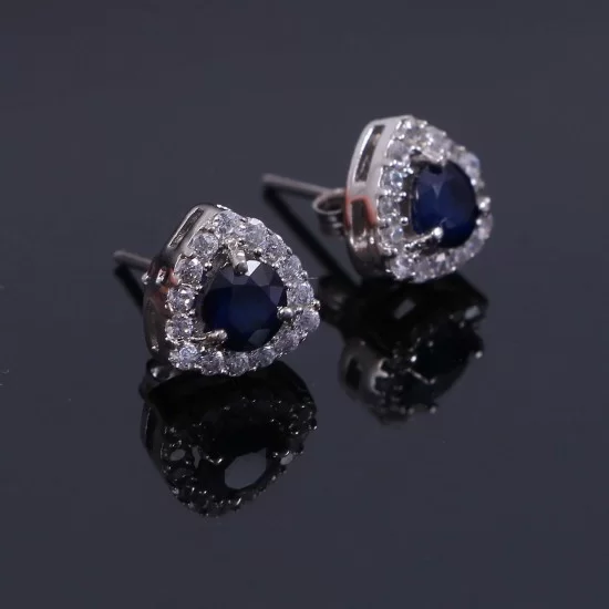 redgem natural blue sapphire silver 925 stud earrings jaer31 women's fashion natural blue sapphire stud earrings - sterling silver gemstone jewelry redgem 402