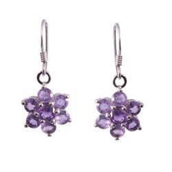 Redgem 925 Silver Dangle Earrings Natural Amethyst Gemstone