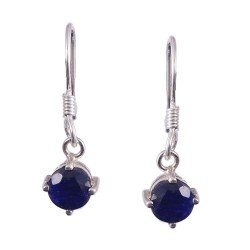Redgem 925 Silver Dangle Earrings Natural Blue Sapphire