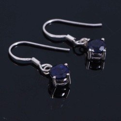 Redgem 925 Silver Dangle Earrings Natural Blue Sapphire
