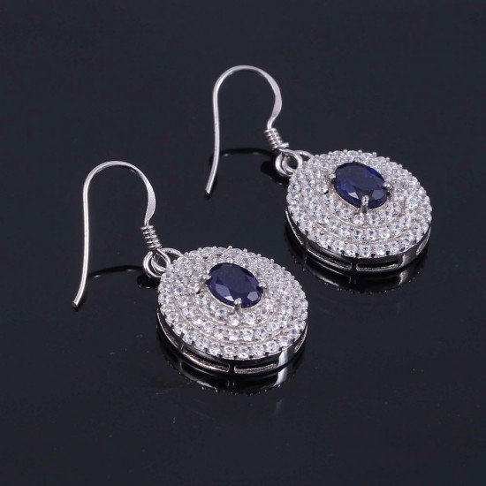 redgem 925 silver dangle earrings blue sapphire gem jaer34 women's fashion redgem 925 silver dangle earrings blue sapphire gem redgem 405