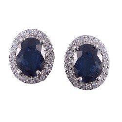 Redgem 925 Silver Precious Stone Stud Earrings Blue Sapphire Redgem 925 Silver Precious Stone Stud Earrings Blue Sapphire