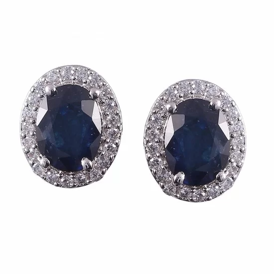 redgem 925 silver precious stone stud earrings blue sapphire jaer36 women's fashion redgem 925 silver precious stone stud earrings blue sapphire redgem 407