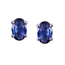 Redgem 925 Silver Stud Earrings Precious Natural Blue Sapphire Redgem 925 Silver Stud Earrings Precious Natural Blue Sapphire