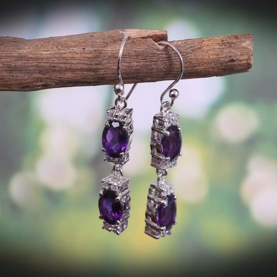 redgem 925 silver dangle earrings amethyst purple jaer41 women's fashion redgem 925 silver dangle earrings amethyst purple redgem 412