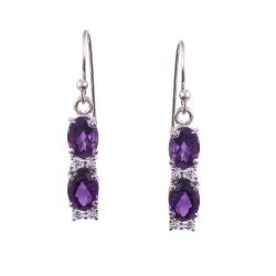Redgem 925 Silver Jewelery Dangle Earrings Amethyst Purple