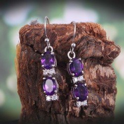 Redgem 925 Silver Jewelery Dangle Earrings Amethyst Purple