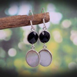 Redgem Silver Dangle Earrings Natural Spinel Shell