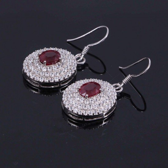 redgem 925 silver precious stone dangle earrings natural ruby red jaer51 women's fashion redgem 925 silver precious stone dangle earrings natural ruby red redgem 422