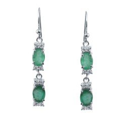 Redgem 925 Silver Dangle Earrings Natural Emerald Green