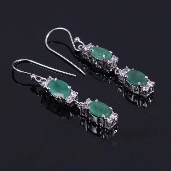 redgem 925 silver dangle earrings natural emerald green jaer52 women's fashion redgem 925 silver dangle earrings natural emerald green redgem 423