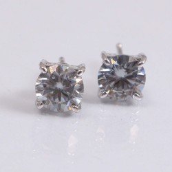 Redgem 925 Silver Stud Earrings Moissanite Colorless Silver white