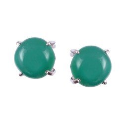 Redgem Silver Stud jewelery earrings Natural Onyx Green