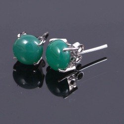 Redgem Silver Stud jewelery earrings Natural Onyx Green