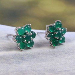 Redgem 925 Silver Stud jewelery earrings Natural Onyx Green