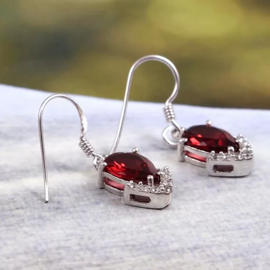 redgem 925 silver natural garnet red dangle earrings jaer67 women's fashion redgem 925 silver natural garnet red dangle earrings redgem 436