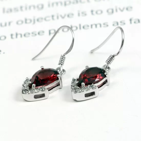 redgem 925 silver natural garnet red dangle earrings jaer67 women's fashion redgem 925 silver natural garnet red dangle earrings redgem 436