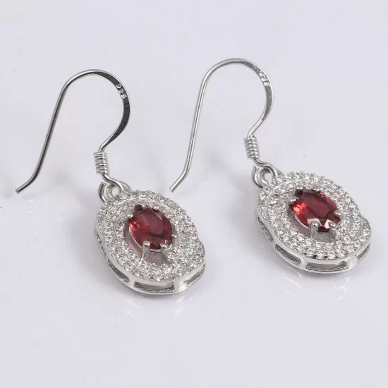 redgem 925 silver dangle jewelery earrings natural garnet red jaer68 women's fashion redgem 925 silver dangle jewelery earrings natural garnet red redgem 437