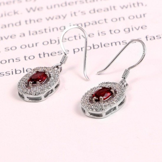 redgem 925 silver dangle jewelery earrings natural garnet red jaer68 women's fashion redgem 925 silver dangle jewelery earrings natural garnet red redgem 437