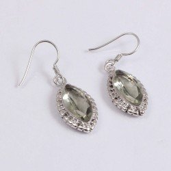Redgem 925 Silver Dangle Earrings Natural Amethyst Green