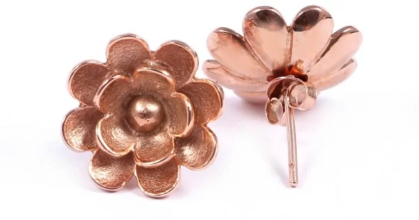 Buy ZAVYA Shinning Flower Rose Gold Studs 925 Sterling Silver Earrings   Shoppers Stop