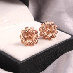 Redgem 925 Silver Stud Earrings Rose Gold Plated