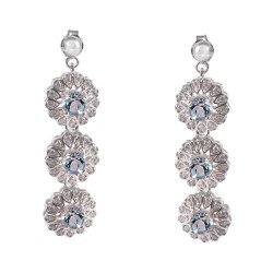 Redgem 925 Silver Dangle Earrings Natural Sky Blue Topaz Sky Blue