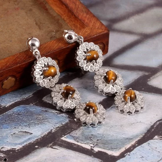 redgem 925 silver dangle earrings natural tiger eye jaer99 women's fashion redgem 925 silver dangle earrings natural tiger eye redgem 465
