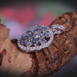 Redgem Silver Pendants Natural Labradorite Grey