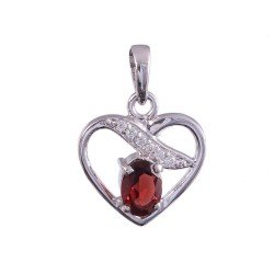 Silver 925 Pendants Natural Garnet Red