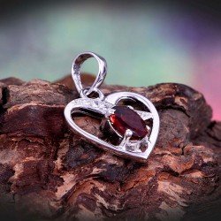 Silver 925 Pendants Natural Garnet Red
