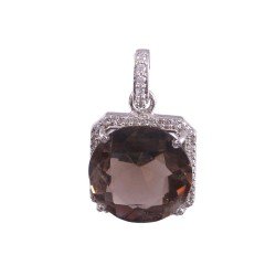 Redgem Silver Pendants Natural Smoky Quartz Brown