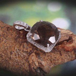 Redgem Silver Pendants Natural Smoky Quartz Brown