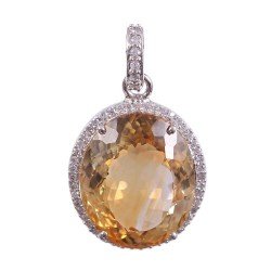Redgem 925 Silver Pendants Natural Citrine Yellow