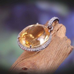 Redgem 925 Silver Pendants Natural Citrine Yellow