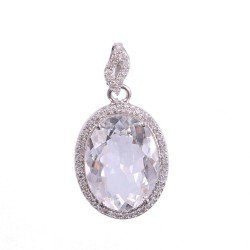 Silver 925 Pendants Natural Rock Crystal Colorless