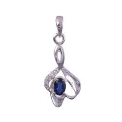 Silver Pendants Natural Blue Sapphire Blue