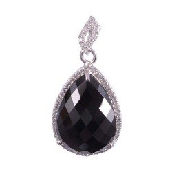 Redgem Silver 925 Pendants Natural Black Spinel Black