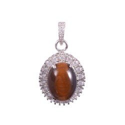 Redgem Silver 925 Pendants Natural Tiger Eye Tiger Colour