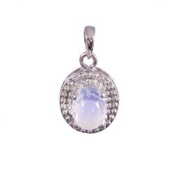 Redgem 925 Silver Pendants Natural Rainbow Moonstone