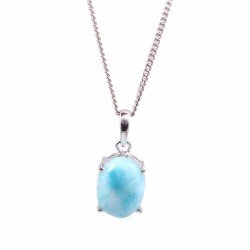 Redgem Silver 925 Pendants Natural Larimar Blue 