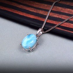 Redgem Silver 925 Pendants Natural Larimar Blue 